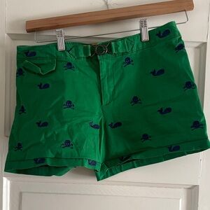 Green Embroidered Whale & Skull Women's Shorts
